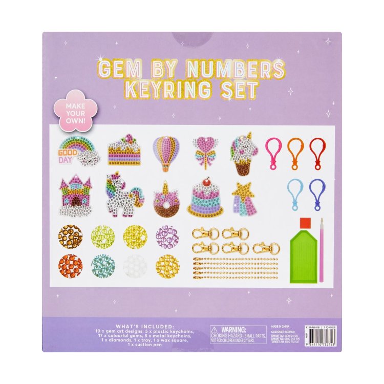 Make Your Own Gem Keychains: Gem by Numbers Keyring Set