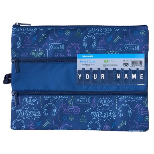 Large Triple Zip Name Pencil Case