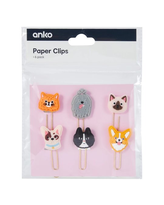 6 Pack Paper Clips - Pet Animal
