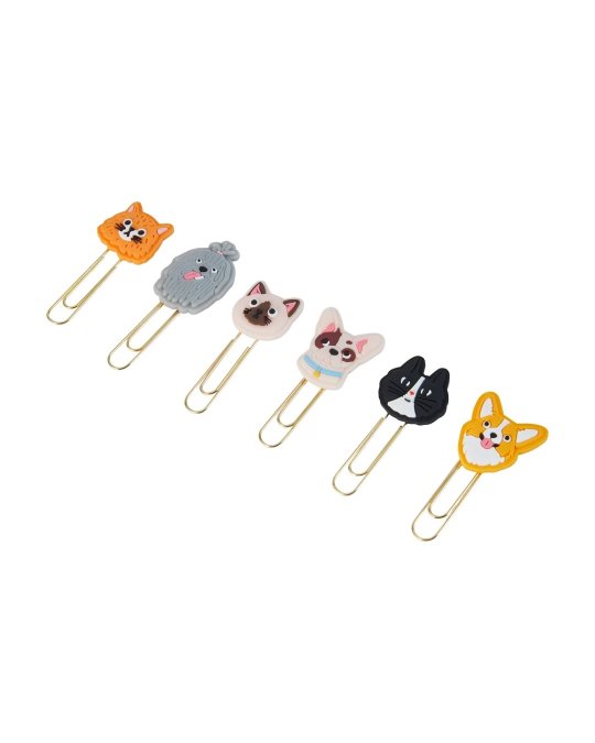 6 Pack Paper Clips - Pet Animal