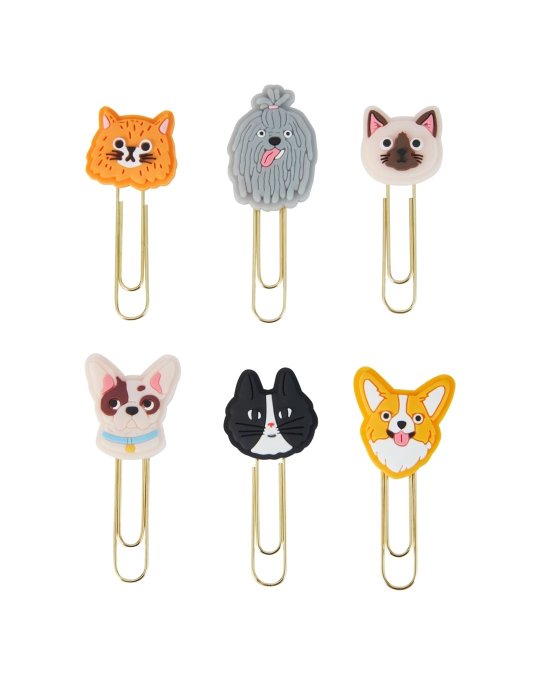 6 Pack Paper Clips - Pet Animal